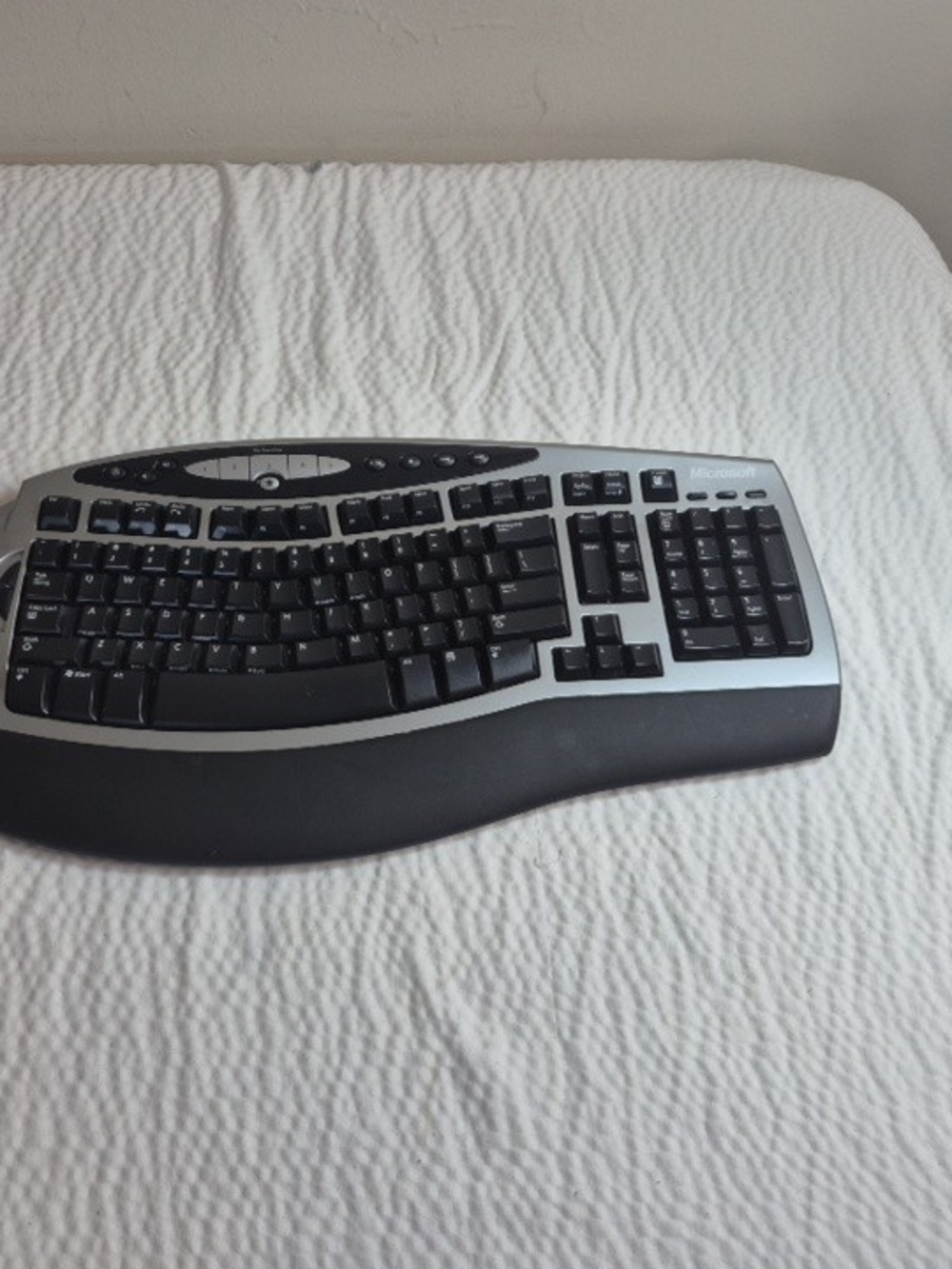 Microsoft Silver and Black Ergonomic Sculpted Keyboard with Palm Rest